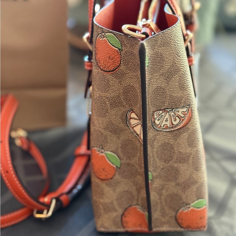 Coach Mollie Brown and Orange Women's Small Tote Bag - Picture 5 of 10